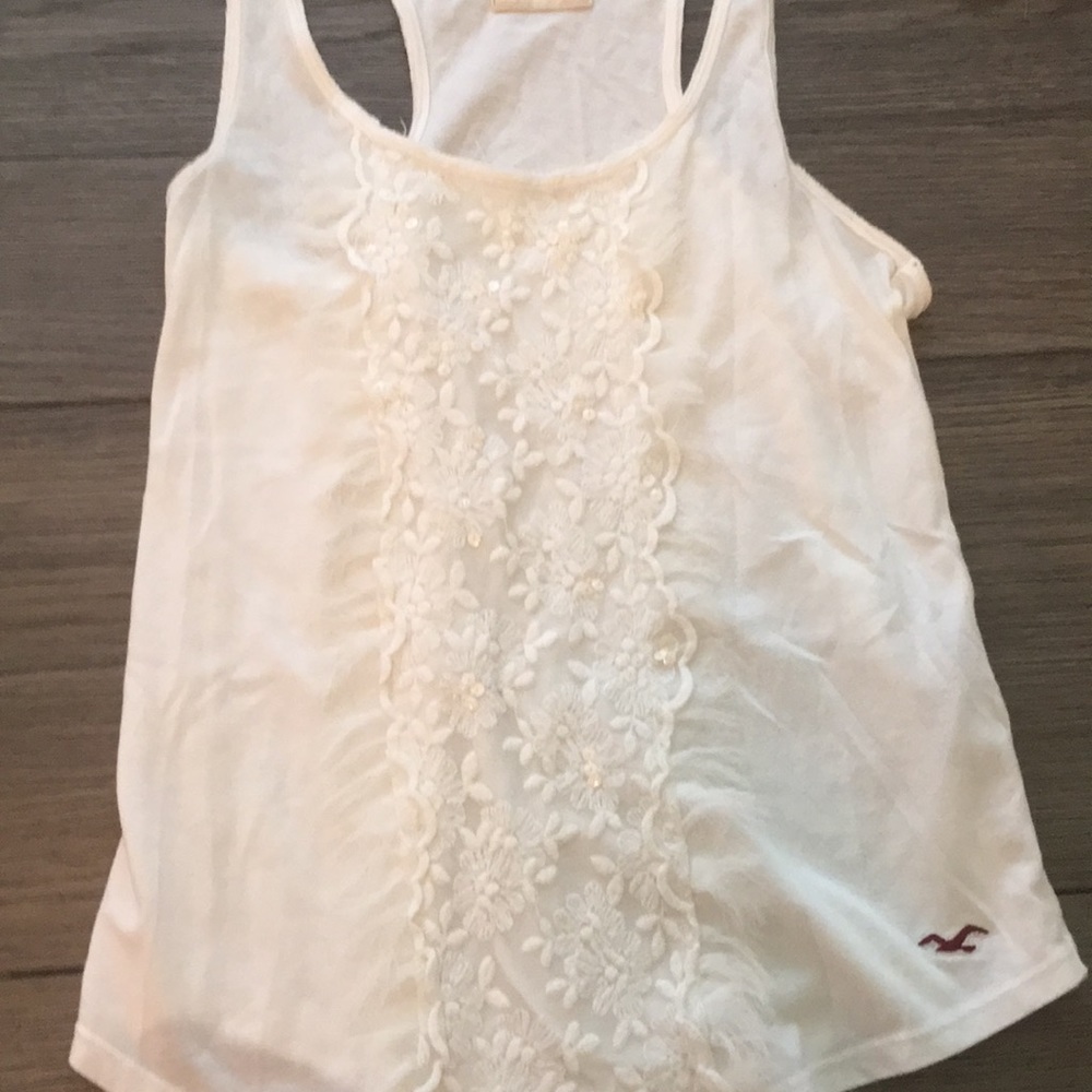 Cream an grey lace tank tops